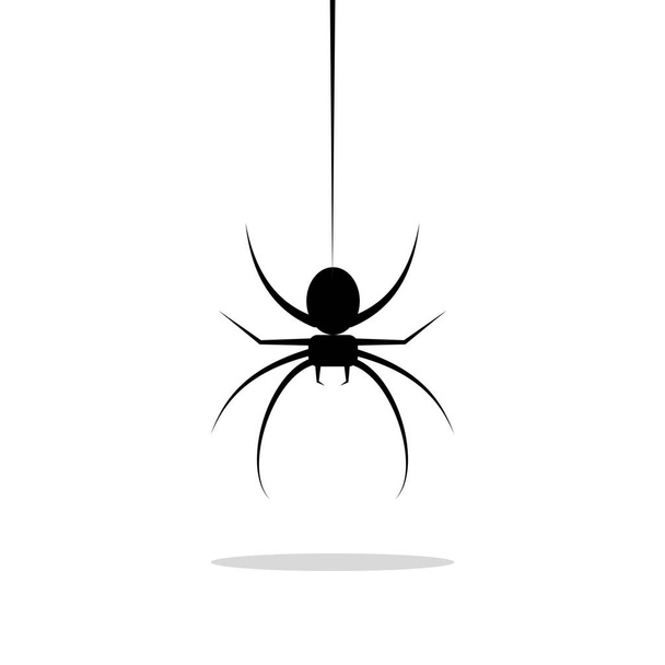 Örümcek ağına asılı örümcek ağı. Cadılar Bayramı karakteri. Vektör illüstrasyonu - Vektör, Görsel