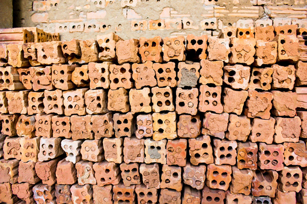 brick kiln. collection set of red bricks stack in oven factory b - Photo, Image