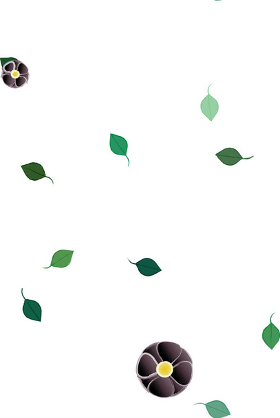 composição de design com flores simples e folhas verdes, ilustração vetorial - Vetor, Imagem