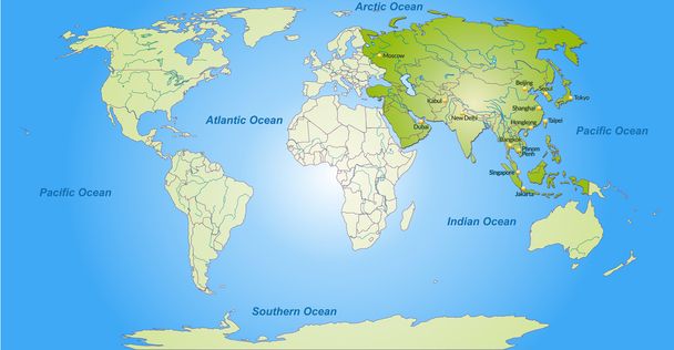 Mapa online de Asia
 - Vector, imagen