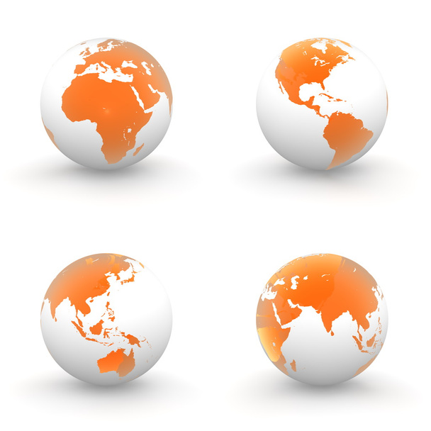 3D Globes in White and Shiny Transparent Orange - Фото, изображение