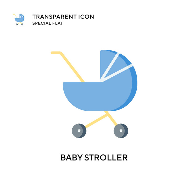 Baby stroller vector icon. Flat style illustration. EPS 10 vector. - Vector, Image