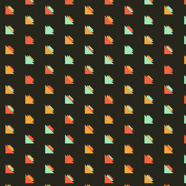 Chiffres abstraits d'apparence indigène situés au hasard faits de triangles colorés. Modèle pour papier peint ou textile sur fond uni  - Vecteur, image