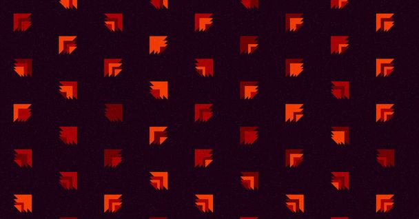 Figuras nativas abstractas localizadas aleatoriamente hechas de triángulos coloridos. Plantilla para papel pintado o textil sobre fondo liso  - Vector, imagen