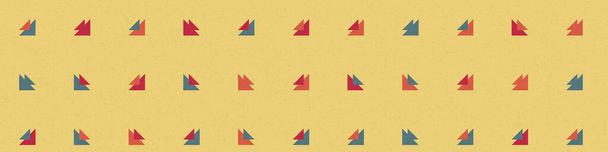 Figuras nativas abstractas localizadas aleatoriamente hechas de triángulos coloridos. Plantilla para papel pintado o textil sobre fondo liso  - Vector, imagen
