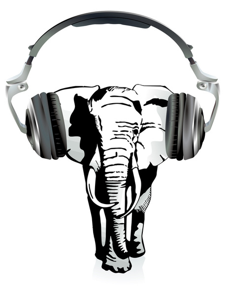 Słoń z headse - Wektor, obraz