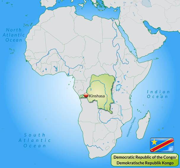 A Kongói Demokratikus Köztársaság térképe - Vektor, kép
