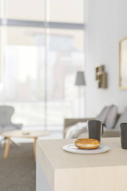 donuts on a white plate 3d illustration  - Foto, Imagem