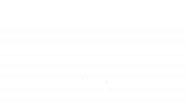 Musta viiva Haarukka ja lusikka kuvake eristetty valkoisella taustalla. Ruoanlaittovälineet. Ruokailukyltti. 4K Video motion graafinen animaatio - Materiaali, video