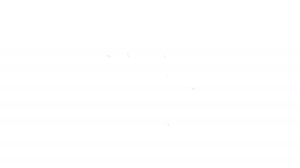 Zwarte lijn Houten doos met vinkje pictogram geïsoleerd op witte achtergrond. Pakketdoos. Goedgekeurde levering of succesvol pakketontvangstbewijs. 4K Video motion grafische animatie - Video