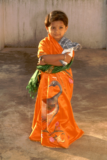 Little Girl in Sari - Photo, Image