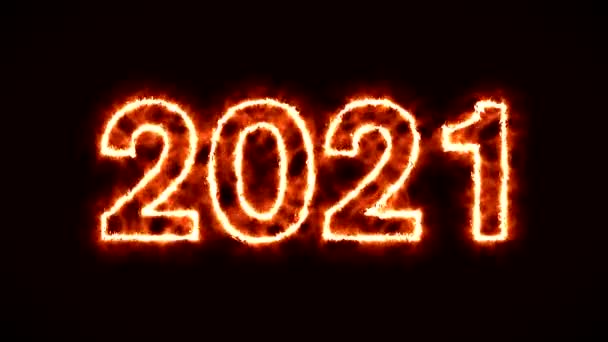видео анимация - абстрактный огонь цифр 2021 - представляет собой новый год - анимация движения - с новым годом концепция - Кадры, видео