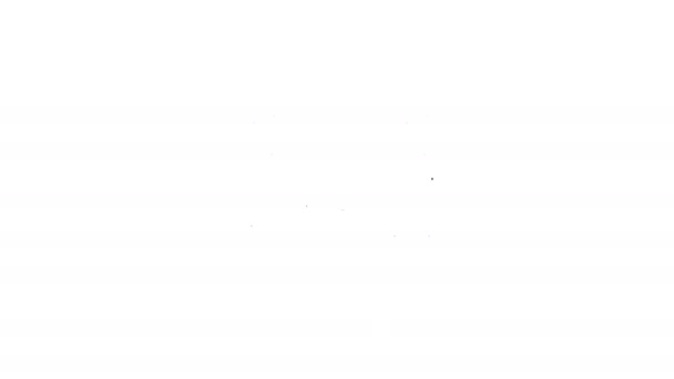 Ligne noire Panneau publicitaire extérieur avec texte Icône de l'hôtel isolé sur fond blanc. Animation graphique de mouvement vidéo 4K - Séquence, vidéo
