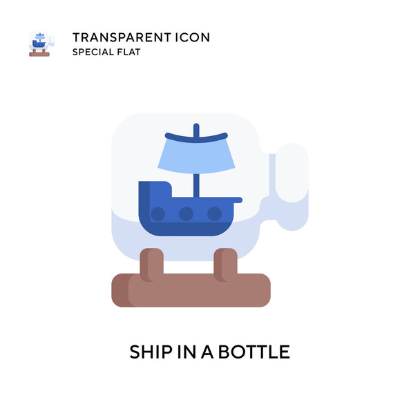 Ship in a bottle vector icon. Flat style illustration. EPS 10 vector. - Vector, Image