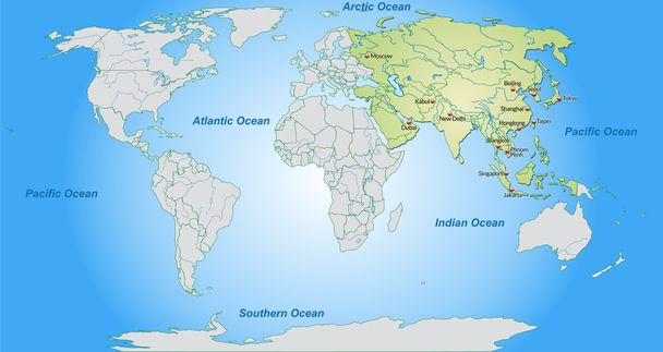 Карта Азії
 - Вектор, зображення