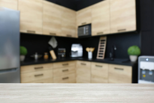 Wooden table in kitchen. Space for design - Foto, Imagem