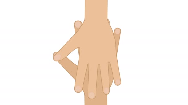 Palm of the hand on the palm, the unity of different nationalities. Isolated animation. - Footage, Video