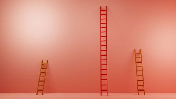 Ladder of Success, Winner, Opportunity, Inequality,  Concept for presentation, 3D illustration background - Φωτογραφία, εικόνα