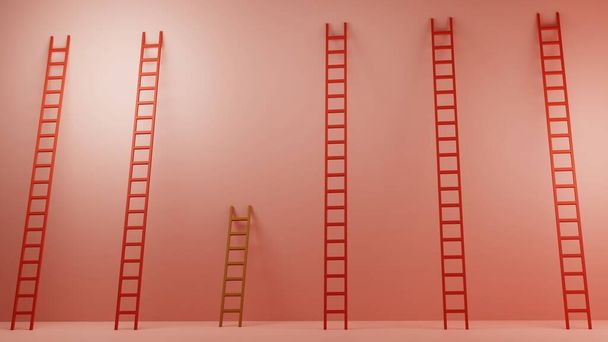 Ladder of Success, Winner, Opportunity, Inequality,  Concept for presentation, 3D illustration background - Φωτογραφία, εικόνα