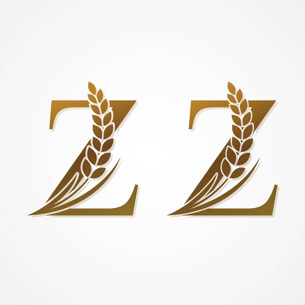Золотий лист з рисом для вектора дизайну логотипу
. - Вектор, зображення