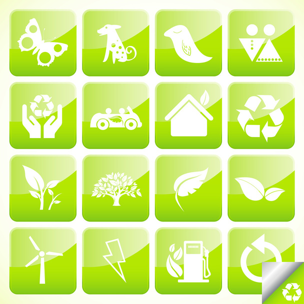 Ecology eco icon button set vector - Διάνυσμα, εικόνα