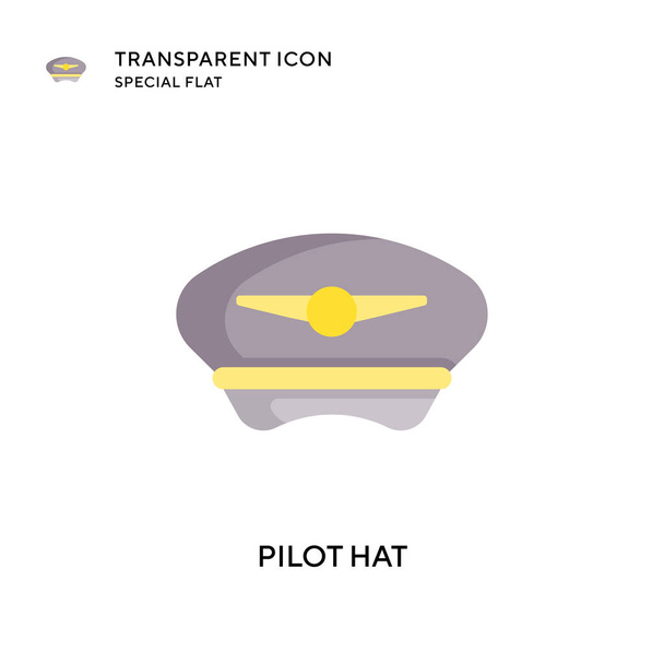 Icono del vector del sombrero piloto. Ilustración de estilo plano. EPS 10 vector. - Vector, imagen