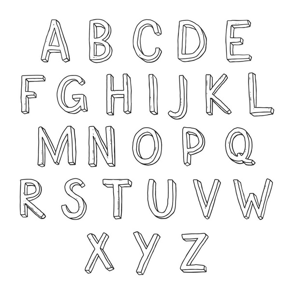 Hand drawn doodles capital letters of the Latin alphabet - Vektor, Bild
