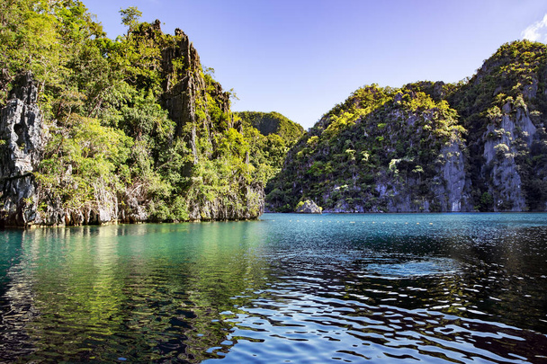 Il lago di Kayangan è uno dei sette incantevoli laghi dell'isola di Coron, considerato sacro dal popolo Tagbanua. Il lago in sé è unico in quanto è 2 / 3 di acqua dolce, e solo 1 / 3 salato. - Foto, immagini
