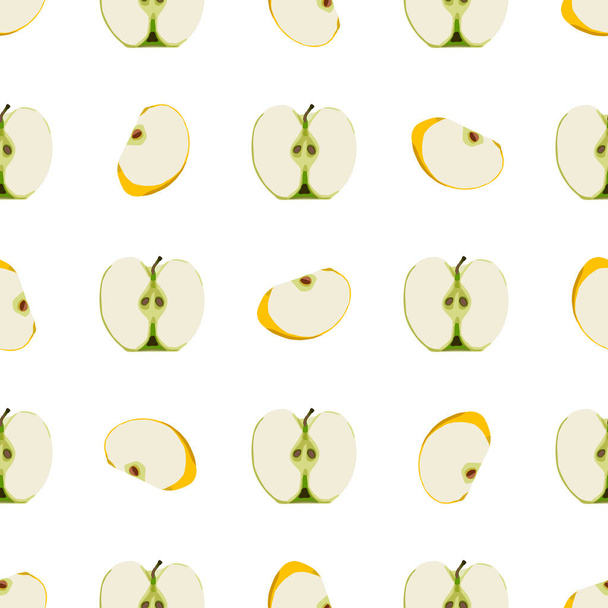 大きな色のシームレスなリンゴをテーマにしたイラスト、シールのための明るいフルーツパターン。美しいシームレスリピートアップルで構成されるフルーツパターン。シームレスな美しさからシンプルなカラフルなパターンフルーツリンゴ. - ベクター画像