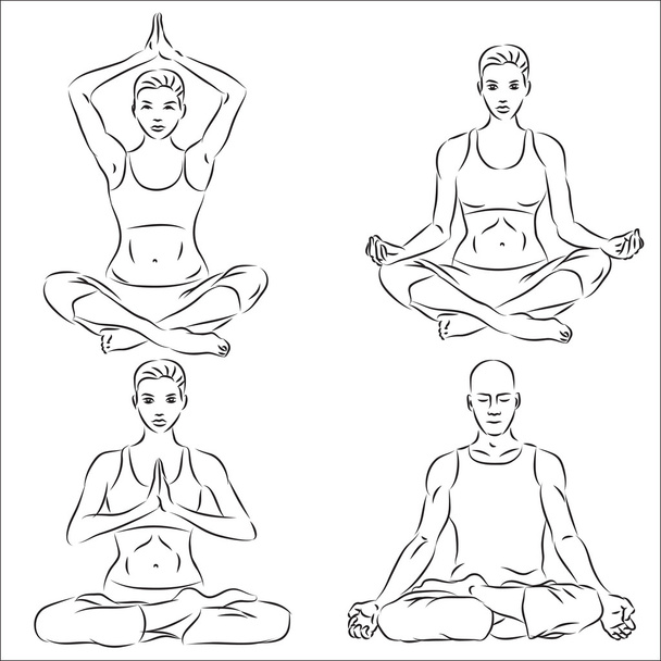Set di schizzi di yoga
 - Vettoriali, immagini