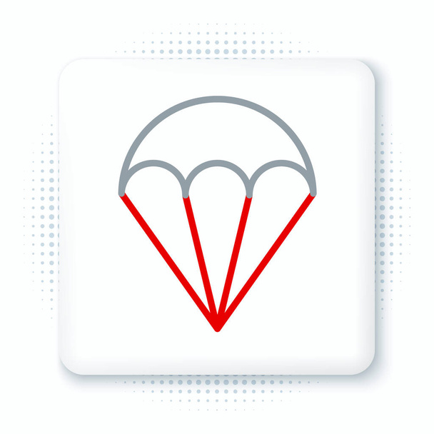 Line Parachute icon isolated on white background. Extreme sport. Sport equipment. Colorful outline concept. Vector. - Vector, Image