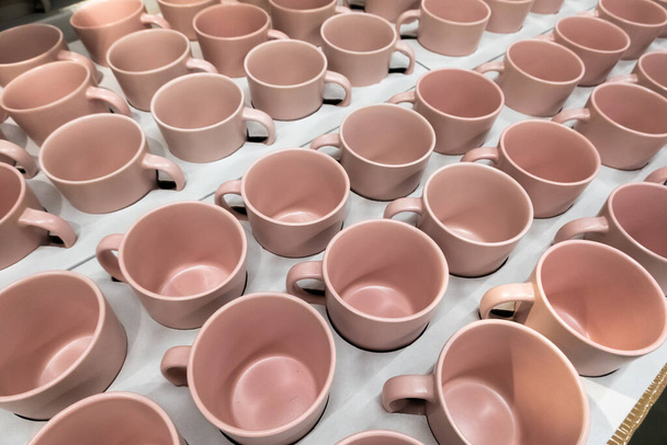 ceramic cups in a row, geometry closeup image - Photo, Image