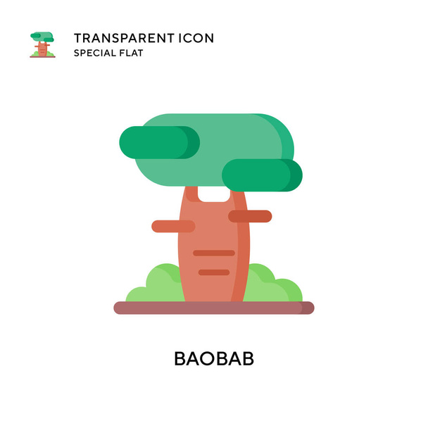 Baobab vektorová ikona. Ilustrace plochého stylu. EPS 10 vektor. - Vektor, obrázek