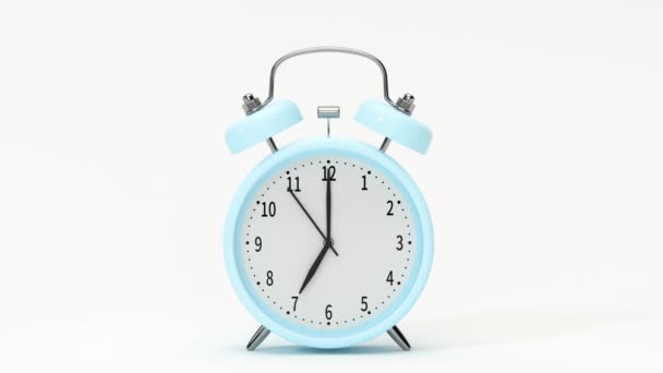 Reloj despertador clásico, alarmante a las 7 en punto, renderizado 3d. - Metraje, vídeo
