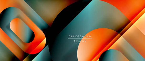 Vector geometric abstract background with lines and modern forms. Fluid gradient with abstract round shapes and shadow and light effects - Vector, Image