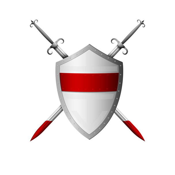 Medieval realistic shield and sword. Vector illustration. - Vector, Imagen