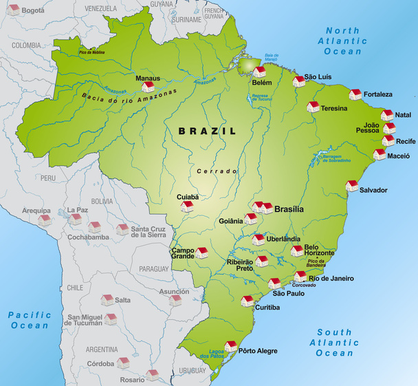 kaart van Brazilië - Vector, afbeelding