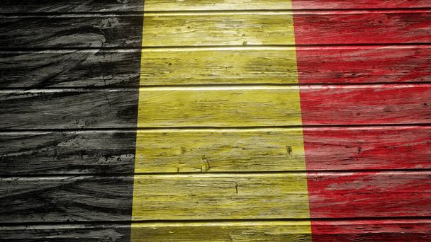 Flaga Belgii malowana na deskach z drewna wietrznego - Zdjęcie, obraz