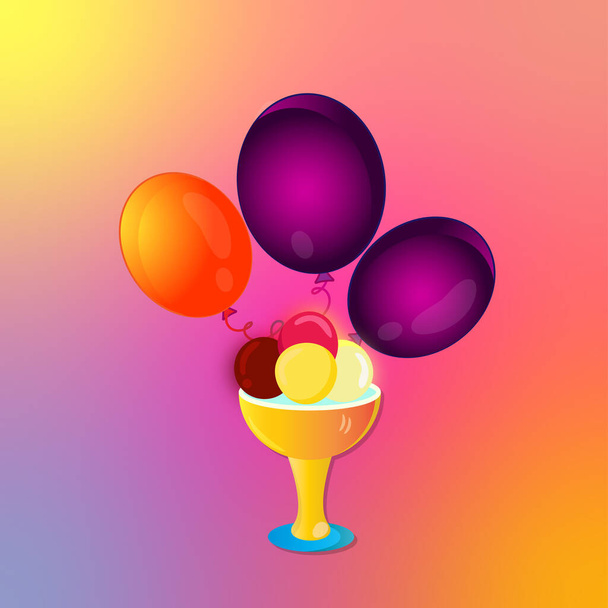 balloons flying in the sky with ice cream - Photo, image
