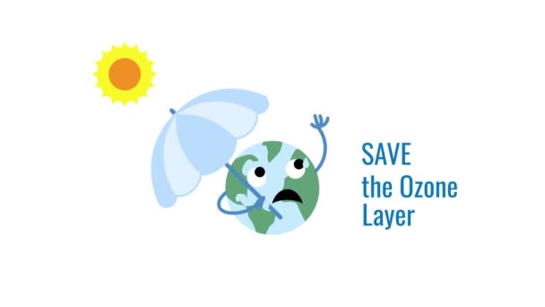 Κίνηση γραφικών κινουμένων σχεδίων για τη Διεθνή Ημέρα για τη Διατήρηση του στρώματος του όζοντος. Παγκόσμια ημέρα όζοντος. 16 Σεπτεμβρίου - Πλάνα, βίντεο
