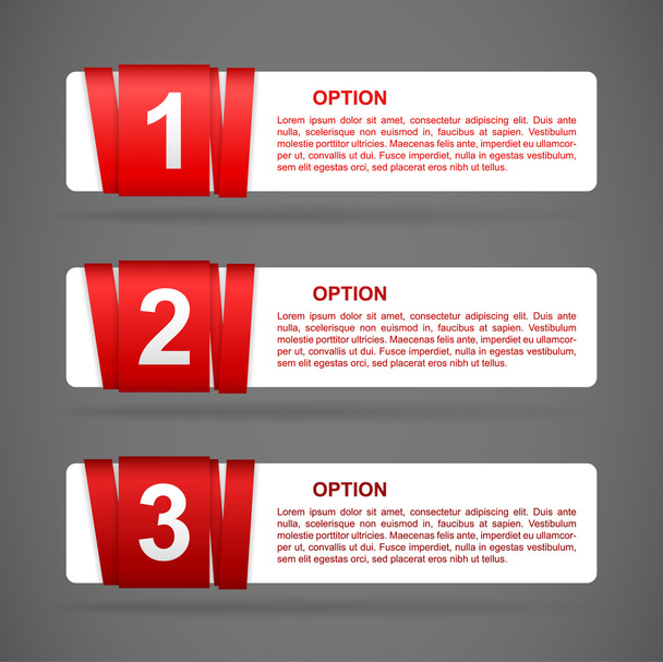 vector red paper option labels - Vektör, Görsel