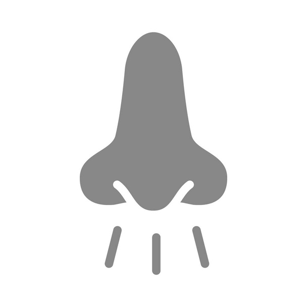 Gevoel van geur grijs pictogram. Ademhaling scherpe geur symbool - Vector, afbeelding