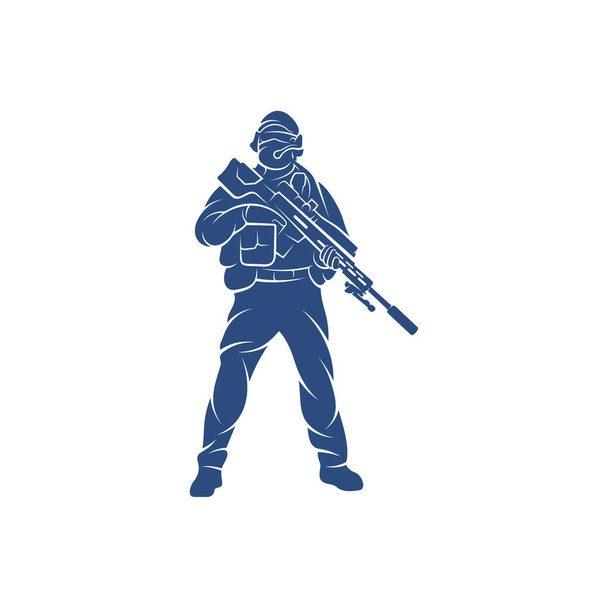 Шаблон дизайну логотипу армії снайпера, векторна графіка для проектування
 - Вектор, зображення