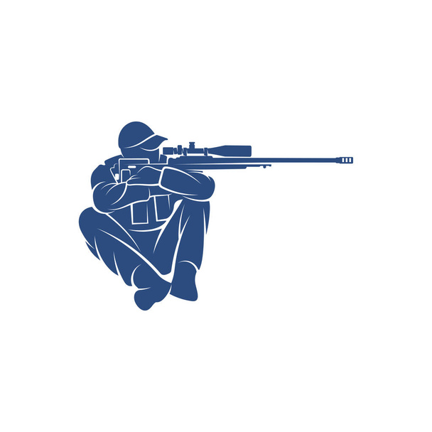 Sniper army logo design template, vector graphics to design - Vector, Image