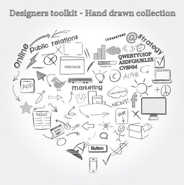 σχεδιαστές toolkit - χέρι που συλλογή - Διάνυσμα, εικόνα