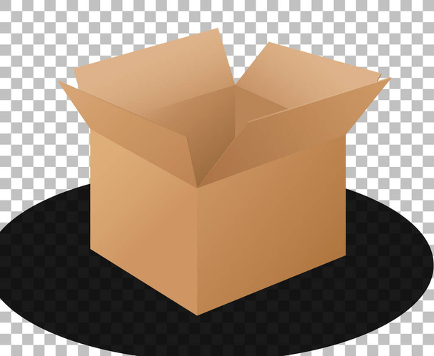 Kartonnen doos geopend geïsoleerde cartoon stijl illustratie - Vector, afbeelding