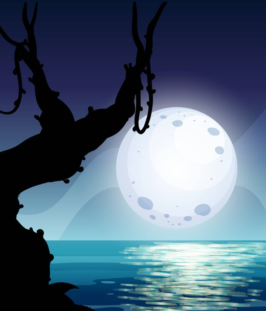 Силует сцена місячне світло фонова ілюстрація
 - Вектор, зображення