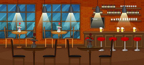 Pub and restaurant background scene illustration - Vector, Image