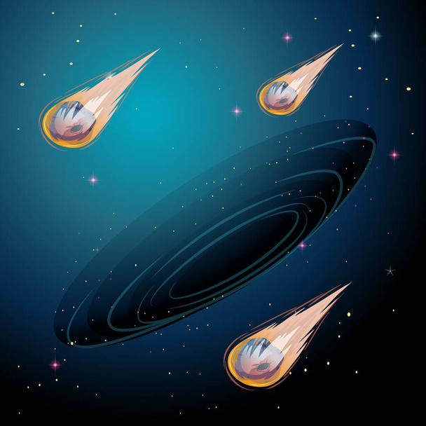 Cometa nella galassia sfondo illustrazione - Vettoriali, immagini
