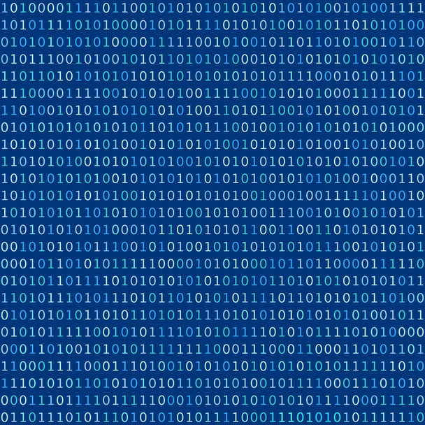 binary programming code. concept of text or letter with many 1 and 0. modern graphic cryptogram file. cypher security space. numbers of the computer matrix. simple signs on dark blue background - Vector, Image